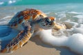 Wise old turtle moves slowly, its ancient shell carrying the wisdom of ages, Ai Generated