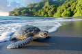 Wise old turtle moves slowly, its ancient shell carrying the wisdom of ages, Ai Generated