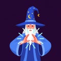 A Wise Old Wizard with a Glowing Staff, Casting a Powerful Magic Spell, vector design Generative AI Royalty Free Stock Photo