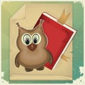 Wise owl and book