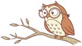 Wise Owl on Branch: Nature\'s Wisdom Illustration, vector design Generative AI Royalty Free Stock Photo