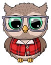 Wise owl cartoon character. Old bird in glasses Royalty Free Stock Photo