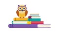 Wise Owl Mascot on Stack of Books, Education and Knowledge, vector design Generative AI Royalty Free Stock Photo