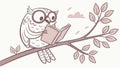 Wise owl perched on a branch reading a book, symbolizing knowledge. vector design Generative AI Royalty Free Stock Photo