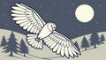 Wise Owl Soaring Over Moonlit Pine Forest Vector Nightscape, vector design Generative AI Royalty Free Stock Photo