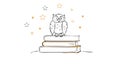 Wise Owl on Stack of Books with Stars, Education Knowledge, vector design Generative AI Royalty Free Stock Photo