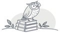 Wise owl on stack of books, symbolizing knowledge and education, vector design Generative AI Royalty Free Stock Photo