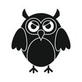 Wise sad owl black simple silhouette vector icon