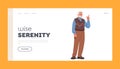 Wise Serenity Landing Page Template. Experienced Senior Man Hand Pointing With Authority And Precision
