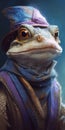 The Wise Wizard Lizard in Disguise: Anthropomorphic Lizard Concept Art Portrait .