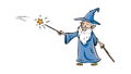 Wise Wizard with Magic Wand Casting a Spell, vector design Generative AI Royalty Free Stock Photo