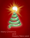 Wish card with Christmas tree and text baloon