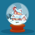 Wish Glass Ball Christmas Eve Holiday House Winter Snow Greeting Card Royalty Free Stock Photo