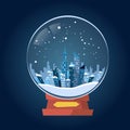 Wish Glass Ball Winter City View Snow Royalty Free Stock Photo