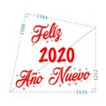 Wish happy new year 2020 using Pythagoras theorem, in spanish