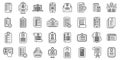 Wish list icons set outline vector. Winter post Royalty Free Stock Photo