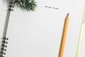 wish list, Notebook and yellow pencil Royalty Free Stock Photo