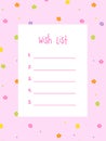 The Wish list, template. Printable.
