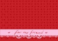 Red greeting card for freind with sguare