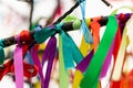 Wish Tree branches with colorful ribbons Royalty Free Stock Photo