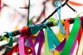 Wish Tree branches with colorful ribbons Royalty Free Stock Photo