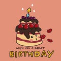 Wish you a great Birthday cake kissing cartoon