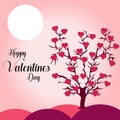 Wish you a Happy Valentine`s Day Heart Tree background Vector Illustration Royalty Free Stock Photo