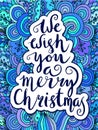 We wish you a merry Christmas - quote on patterned background Royalty Free Stock Photo