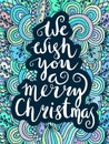 We wish you a merry Christmas - quote on patterned background Royalty Free Stock Photo