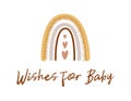 Wishes for baby. Boho baby shower game. Cute kids rainbow card. Gender neutral baby shower invite Vector