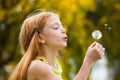 Wishes child blowing dandelion, Royalty Free Stock Photo