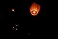 Wishing Lanterns flying at Night