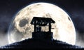 Wishing Well And Moon Silhouette Royalty Free Stock Photo