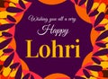 Wishing you all a happy Lohri background design with colorful traditional shapes and greetings.