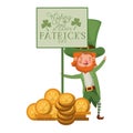 Wishing you a happy st patricks day label with leprechaun character Royalty Free Stock Photo
