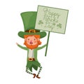 Wishing you a happy st patricks day label with leprechaun character Royalty Free Stock Photo