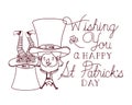 Wishing you a happy st patricks day label with leprechauns character