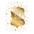 Wishing you a merry christamas in gold lettering with stars