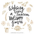 Wishing you a warm holiday season. Christmas greeting card.