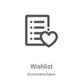 wishlist icon vector from ecommerce basic collection. Thin line wishlist outline icon vector illustration. Linear symbol for use