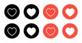 Wishlist love icon set. Heart, favorite symbol vector