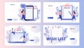 Wishlist online concept. Gift or shopping list. Tiny people writing down wishes. Personal favourite list. Screen Royalty Free Stock Photo