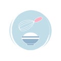 Wisk kitchen tool icon logo vector illustration on circle with brush texture for social media story highlight