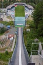 Wisla, Poland,28 June 2019: The Adam Malysz ski jumping hill in