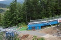 Wisla, Poland,28 June 2019: The Adam Malysz ski jumping hill in