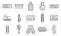 Wisp washcloth icons set outline vector. Bathroom wash fiber