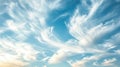 Wispy cirrus clouds forming streaks in blue sky Royalty Free Stock Photo