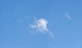 Panorama of wispy cloud in blue sky.