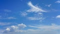 WIspy and cumulus clouds and blue sky for background use or sky substitution