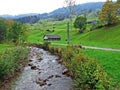 The Wiss Thur stream in the Stein settlement and the Obertoggenburg region Royalty Free Stock Photo